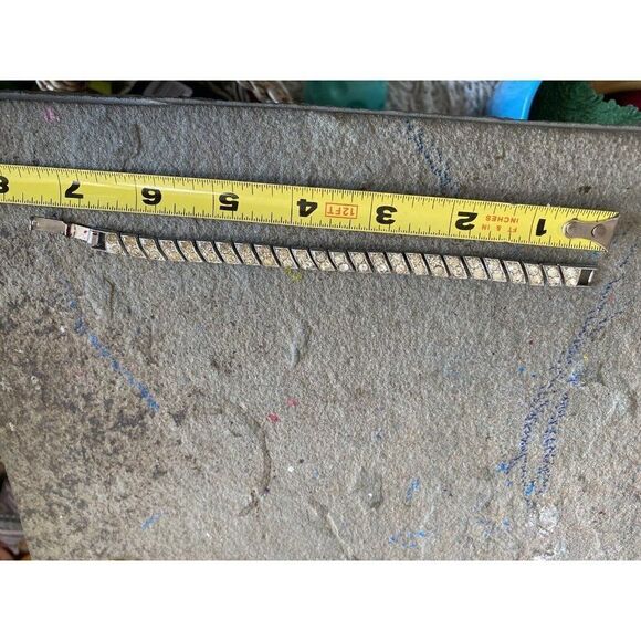 Vintage Bracelet Silver Tone Rhinestone 1940s Chainlink - Picture 6 of 11